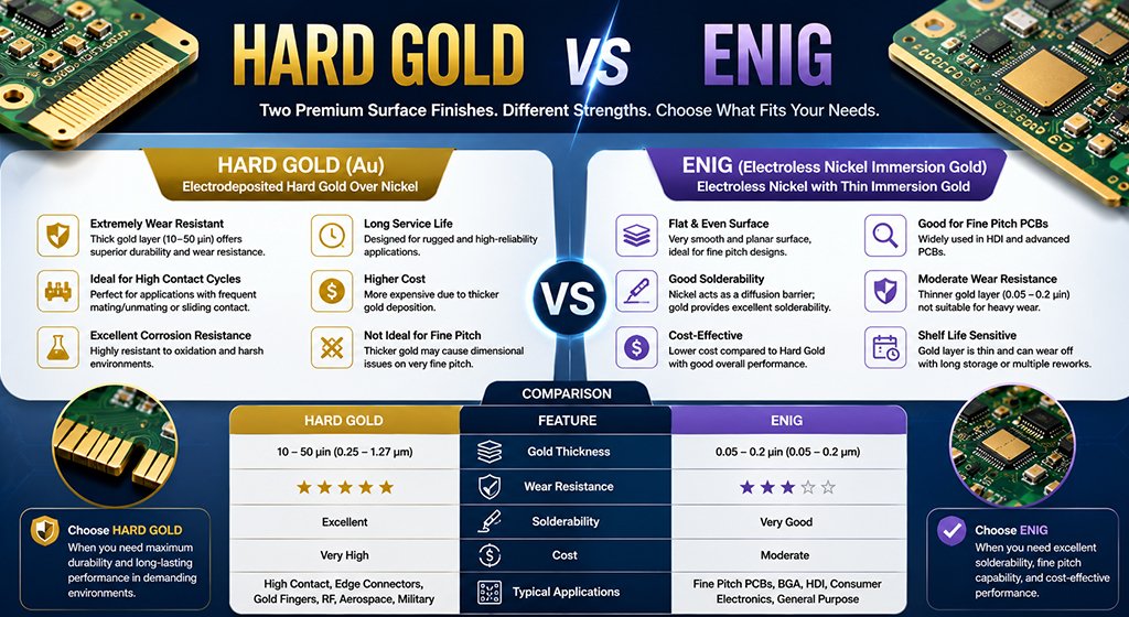 Hard Gold Plating PCB Hard Gold vs ENIG
