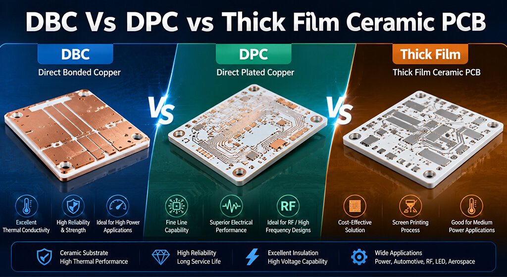 What Is the Difference Between DBC, DPC, and Thick Film Ceramic PCB