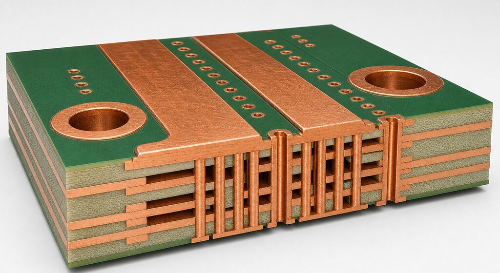 PCB Thickness heavy copper pcb cutaway