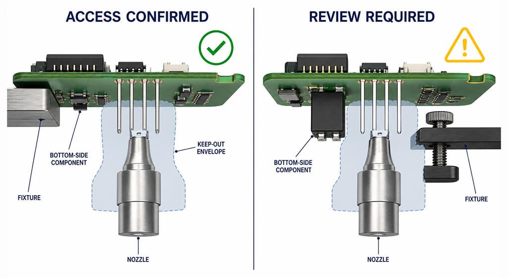 Selective Soldering DFM and Process Control selective soldering dfm nozzle clearance