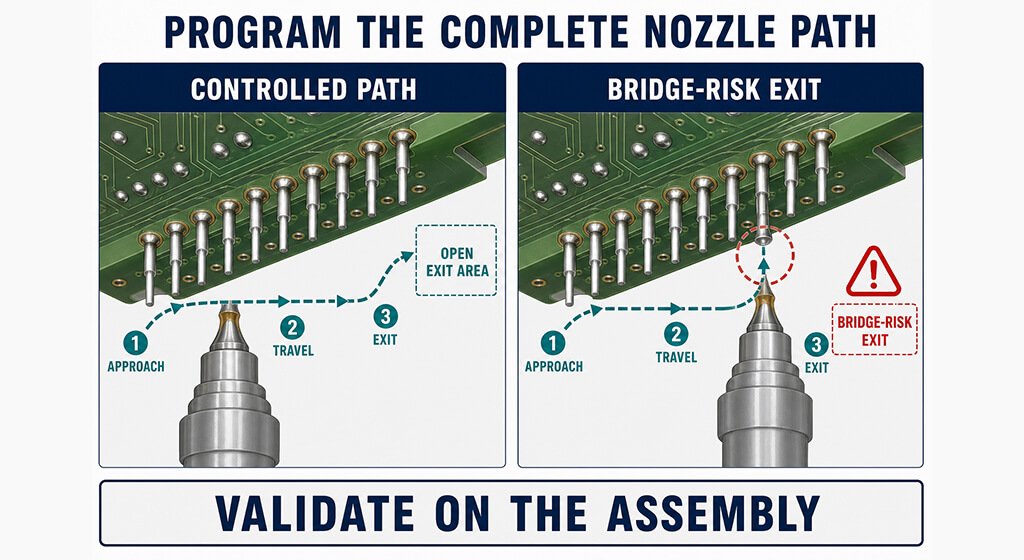 Selective Soldering DFM and Process Control selective soldering nozzle path