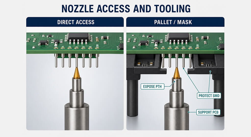 Selective Soldering DFM and Process Control selective soldering pallet masking