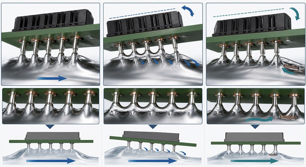 Wave Soldering solder bridge drainage and orientation