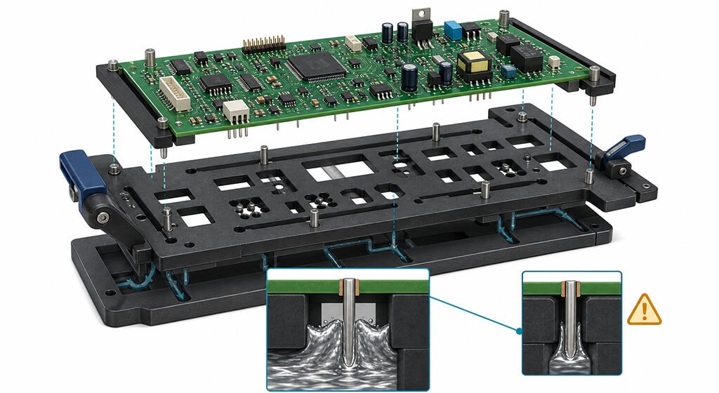 Wave Soldering wave solder pallet openings and masking