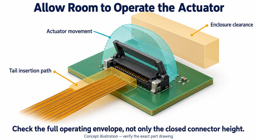 Check Connector Height and Actuator Clearance