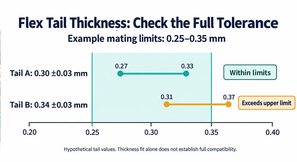 Compare the Tail Thickness Envelope with Connector Limits