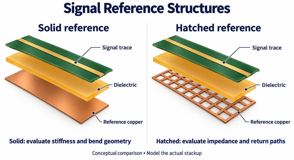 Rigid-Flex PCB Design Guide Materials, Stackups, Bend-Area Routing, and Reliability Choose Between Hatched and Solid Copper